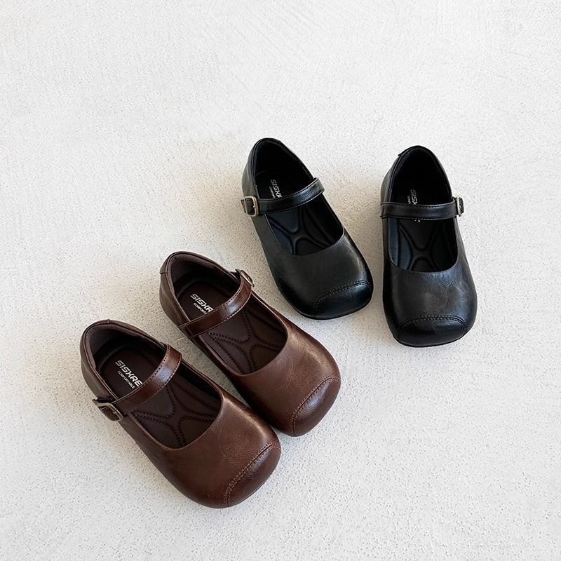 Princess Shoes, Girls' Leather Shoes, Summer Kidsren's Shoes, Little Girls' Bean Shoes, Shallow Mouth Girls' Shoes, Fashionable Soft-Soled Shoes