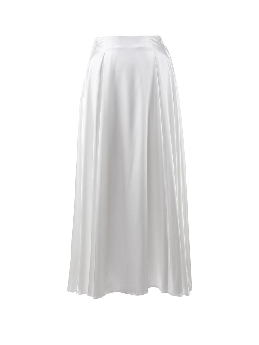 Picture of Cross-Border Women's Skirt, European and American Style, 2025 Summer New Model, Elegant and Graceful, High-Waisted Satin Long Skirt in Satin Fabric