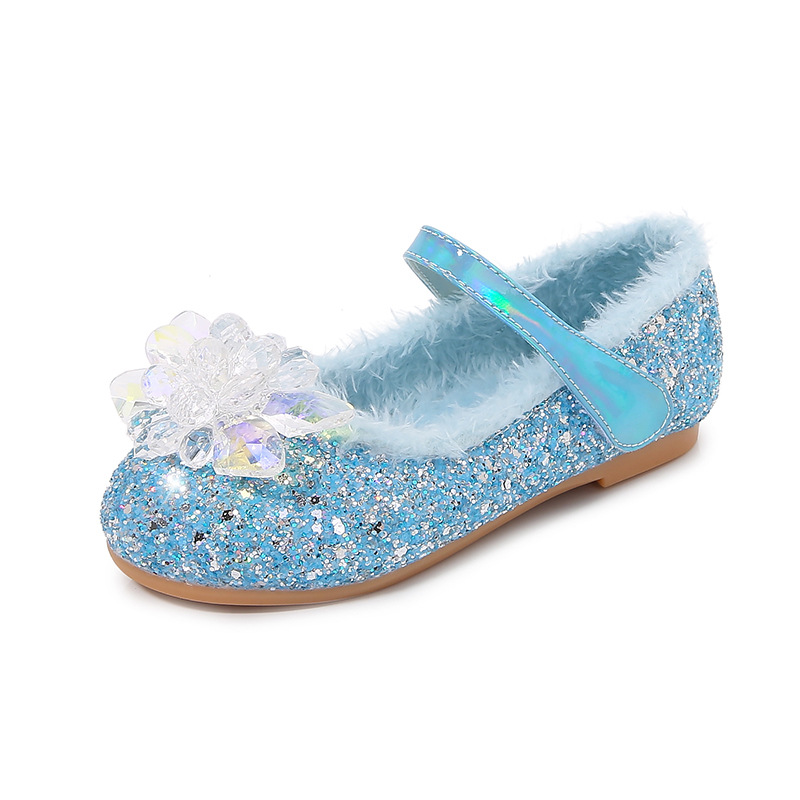 Picture of Girls' Cotton Shoes Children's Princess Shoes 2024 Spring New Fashion Warm Fur Aisha Crystal Small Leather Children's Shoes