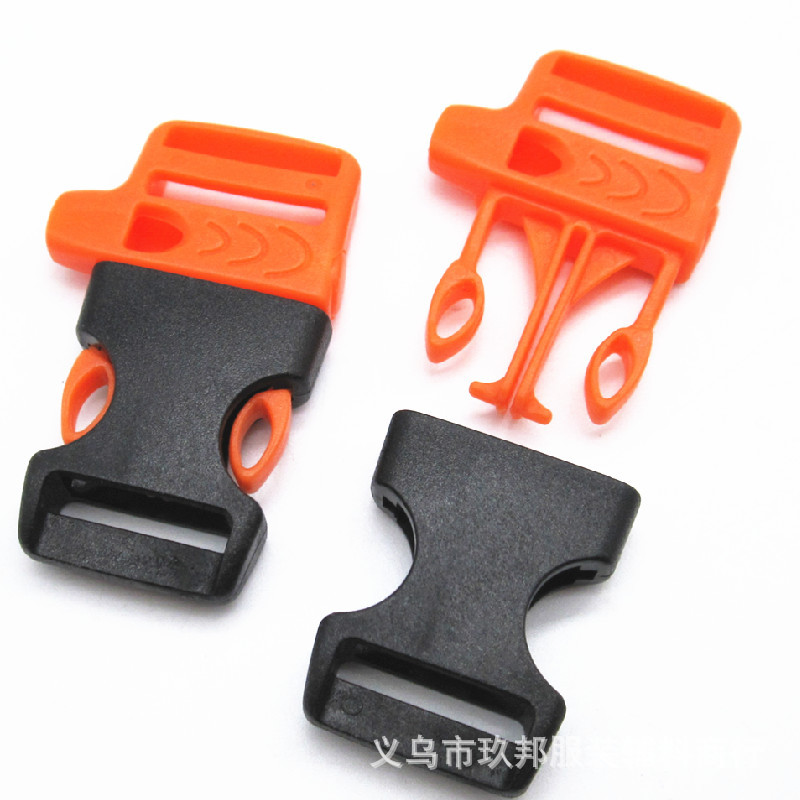 Picture of In stock supply 2CM whistle buckle outdoor life-saving sports plastic orange plus black buckle with whistle buckle