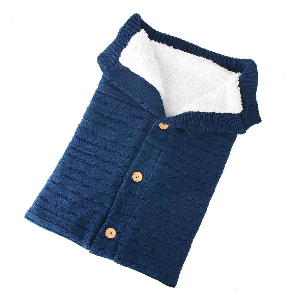Picture of Wool Knitted Velvet Thickeneded Button Sleeping Bag, Warm and Anti-Jump Sleeping Bag, Baby Outdoor Stroller Sleeping Bag