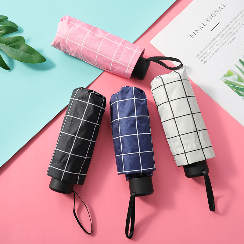 Making Advertising Umbrella Mini Five-fold Umbrella Sunscreen Folding Sunny Umbrella Black Rubber Sunshade Five-fold Umbrella Sun Umbrella Pocket Umbrella