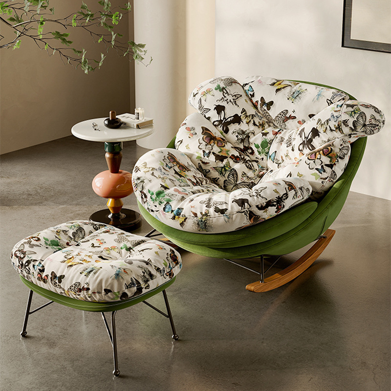 Italian Style Simple Rocking Chair Butterfly Rocking Chair Lazy Sofa Chair Single Person Home Living Room Lazy Leisure Chair Penguin Chair