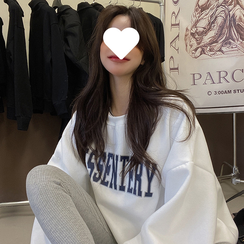 Picture of Official figure 190g David clothing plus fat plus size printed sweater women's new autumn and winter American retro loose top ins