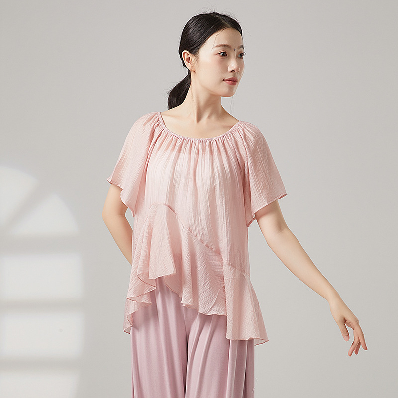 Picture of Classical Dance New Blouse Short-Sleeved Gauze Chinese Dance Modern Dance Practice Dance Clothing Tops for Women