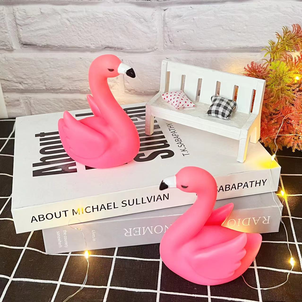 Picture of ins style mini Flamingo LED luminous romantic atmosphere lamp bedroom bedside baking cake decoration night light