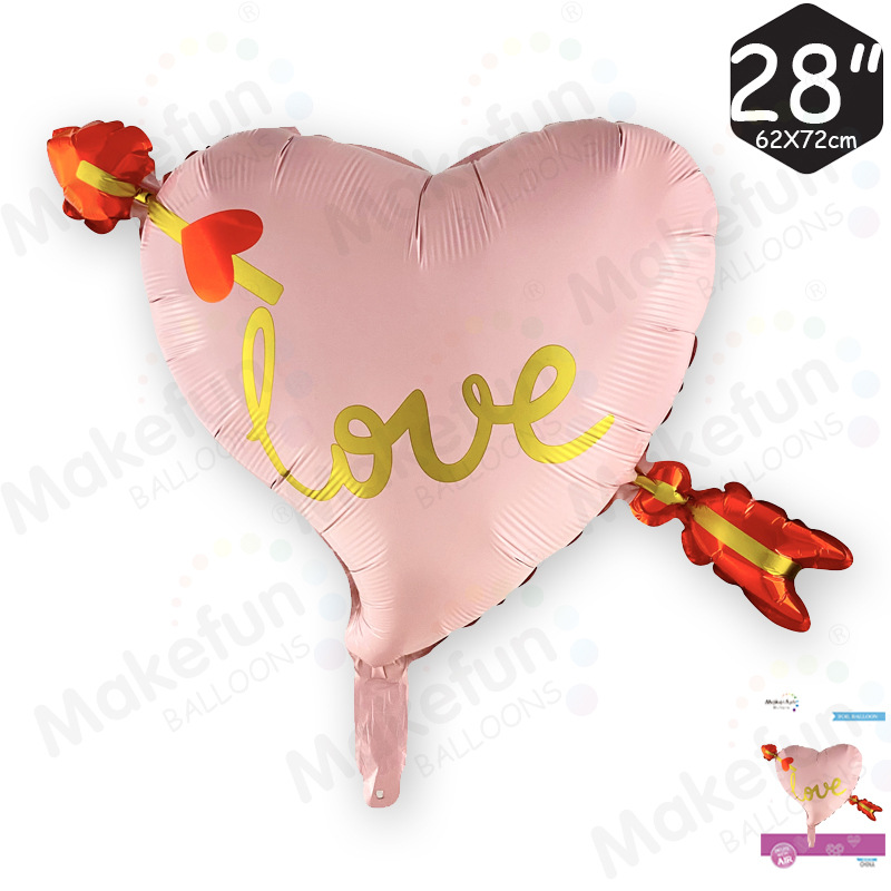 Valentine's Day pink one arrow through heart aluminum foil wedding background party decoration independent packaging aluminum film balloon