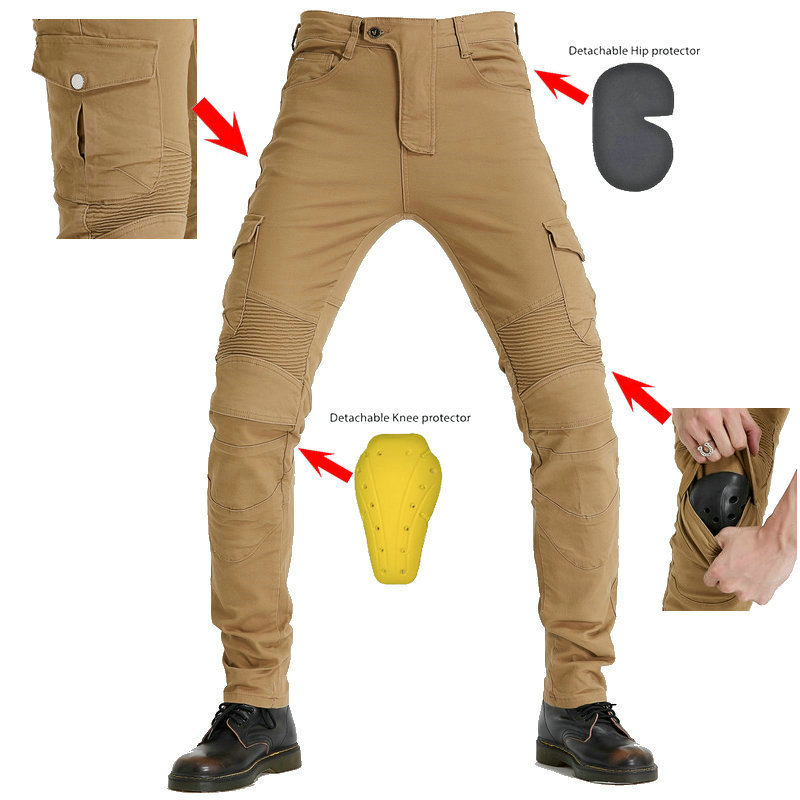 Picture of New Motorcycle Pants, Four-Season Casual Pants, Slim Black Cargo Pants, Motorcycle Cycling Jeans, Men's Multi-Bag