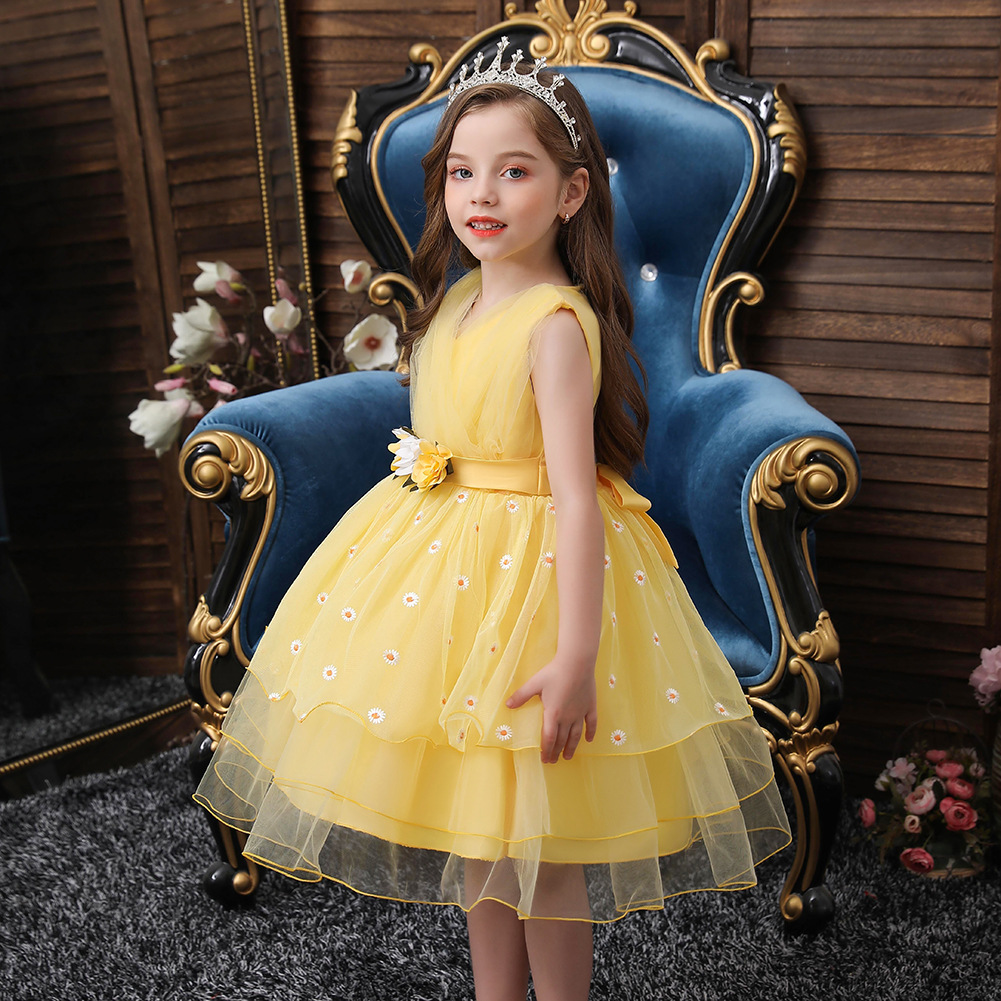 Picture of 2020 Summer new yellow skirt girls dress children's clothing piano costume a princess dress
