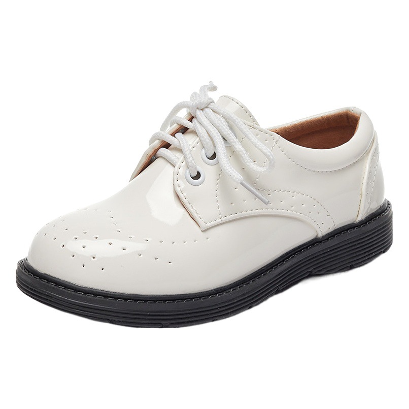Boys' Leather Shoes New Black British Style Student Children's Shoes Round Head Soft Bottom Performance Shoes Little Boy Flower Boy Performance