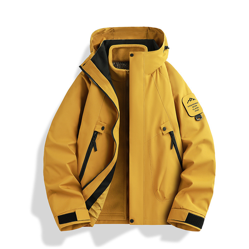 Picture of Three-in-one women's detachable autumn and winter two-piece outdoor windbreaker jacket men's water-repellent plus size mountaineering suit