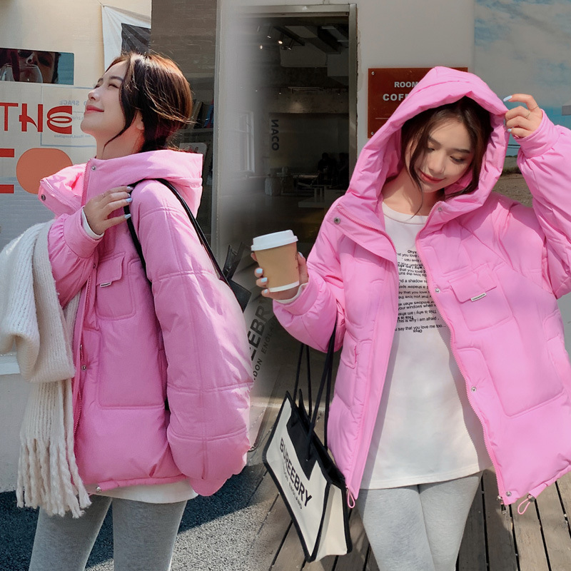 Picture of 2022 New Short Hooded Pocket Down Cotton Clothes Women's Clothing Students Winter Loose Large Size Thick Coat Coat Trendy