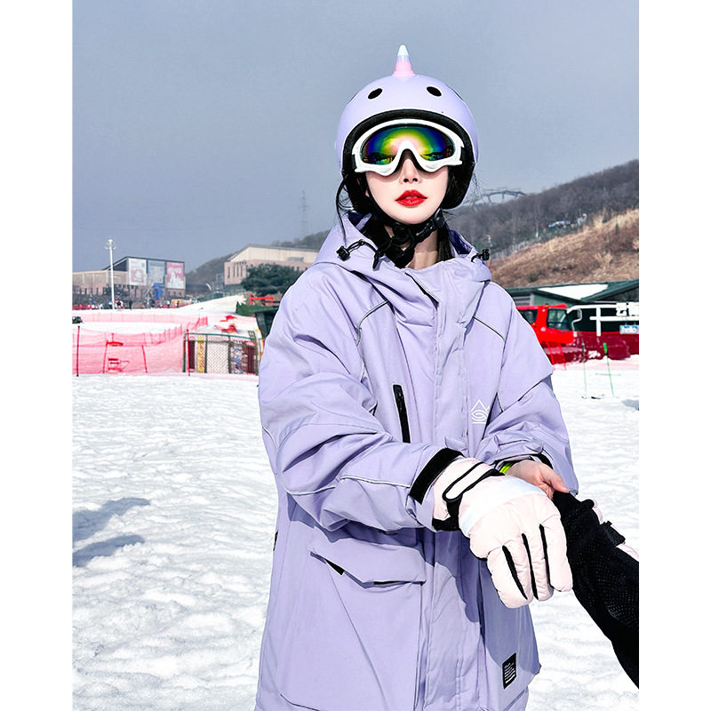 Picture of Ski Resort Rental Winter Waterproof Zipper Velcro Ski Suit for Men and Women Reflective Strip Warm Thickened Mountaineering Jacket