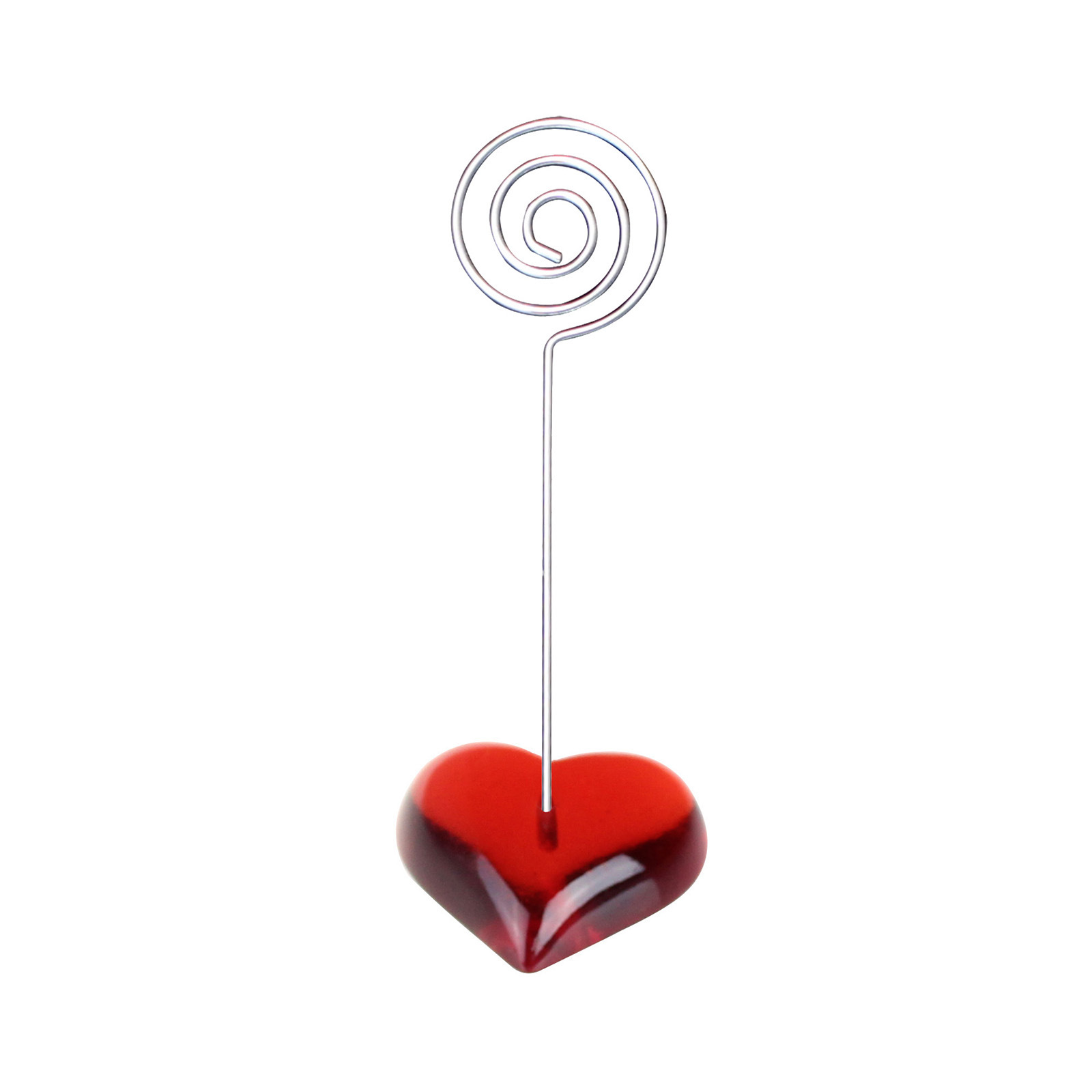 Picture of Red Heart-Shaped Base Photo Clip, Steel Wire Memo Clip with Logo Printing, Suitable for Wedding Display, Storage, and Styling Memo Clips
