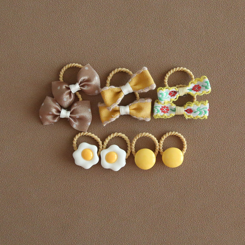 Picture of A152 factory wholesale children's cute headdress hair accessories baby mini bow thumb rubber band suit 1 set
