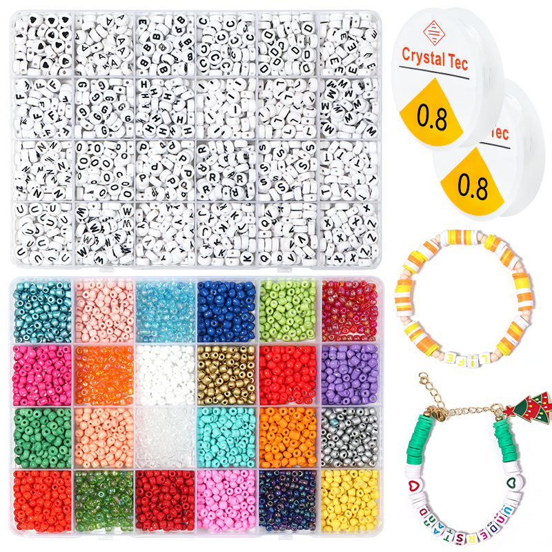 Picture of Amazon Hot Sale 24 Grid Multi Style Letter Beads Boxed Color Beads Handmade Set with Accessories diy Material