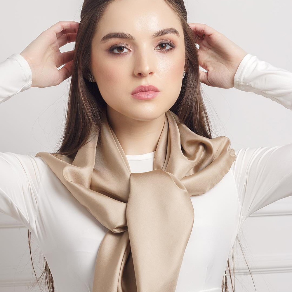 Picture of Solid Color Silk Scarf 90cm Satin Satin Large Square Scarf Women's Candy Color Printed Silk Scarf Scarf Wedding Accompanying Ceremony