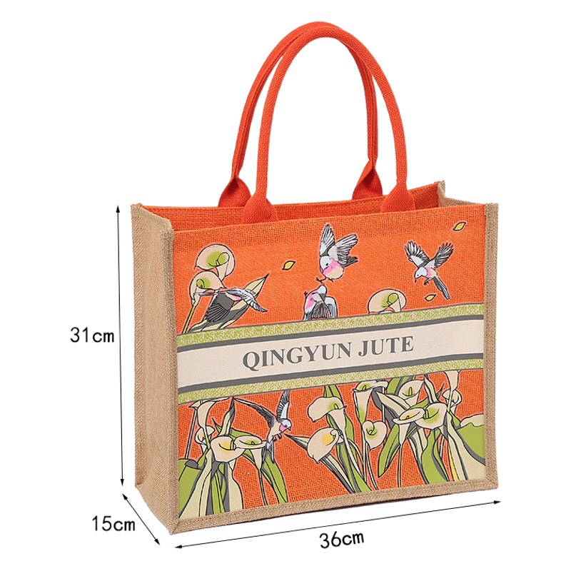 Handbag women's fashion 2022 new original ins Wind linen cloth handbag folding shopping bag ladies handbag