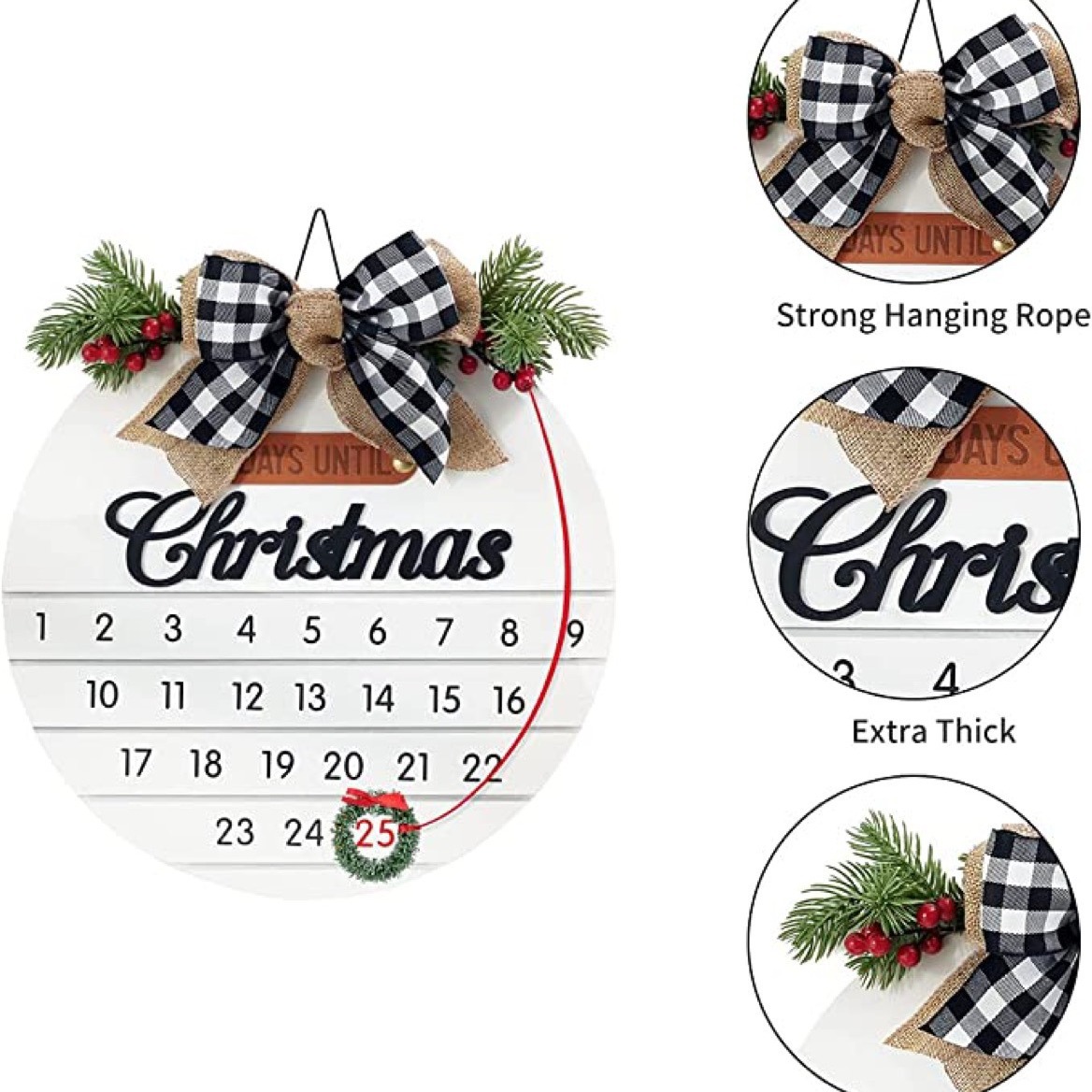 Cross-border Christmas Countdown Calendar, Christmas Wooden Decoration Listing Welcome Door Plate, Wooden Countdown Calendar