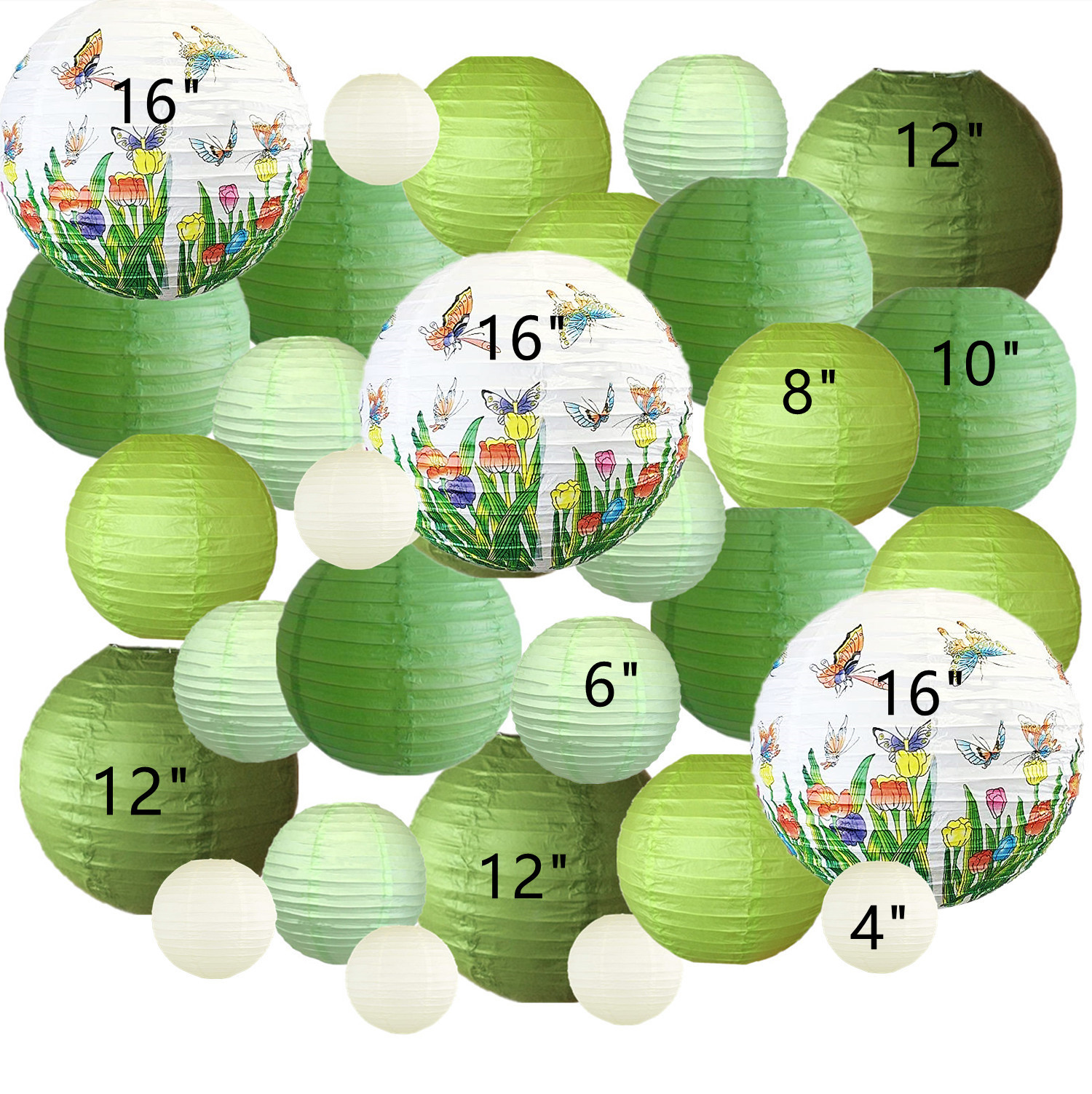 Picture of Spring, Summer, Autumn and Winter Colorfulful Paper Lanterns Round Foldableable Paper Art Combination Set Hanging Lanterns