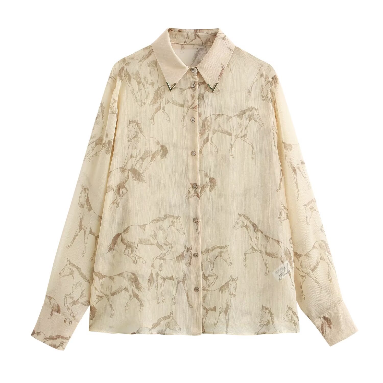 ZA cross-border women's clothing wholesale European and American style new animal printing loose casual long sleeve shirt 9766321