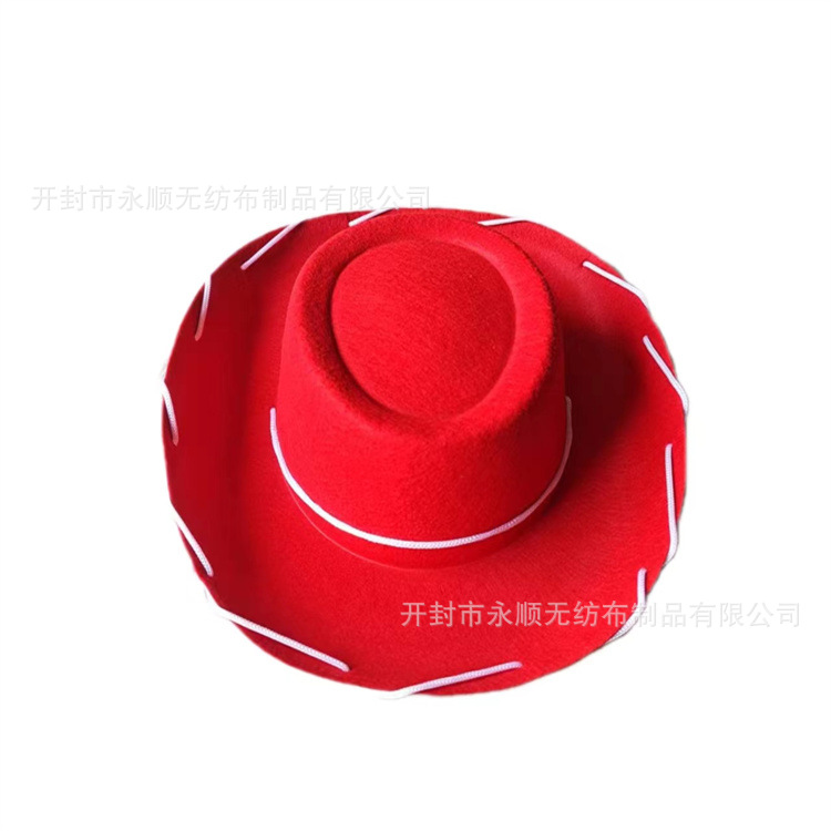 Picture of Factory wholesale brown rope cowboy hat Western big hat performance hat non-woven red rope wide brim felt hat