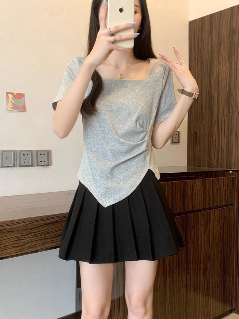 Plus-Size Korean Fashion New Women's Short-Sleeve T-Shirt Summer Pure Cotton Regular Shoulder Slimming Top 100kg