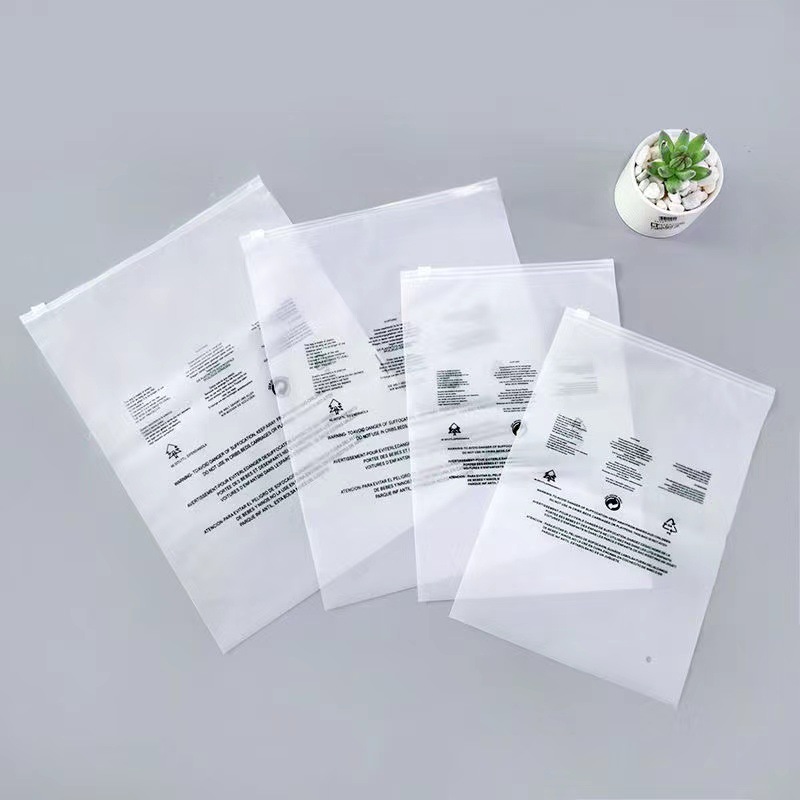 Frosted clothing zipper bag plastic self-sealing bag underwear warning words cross-border in stock packaging bag