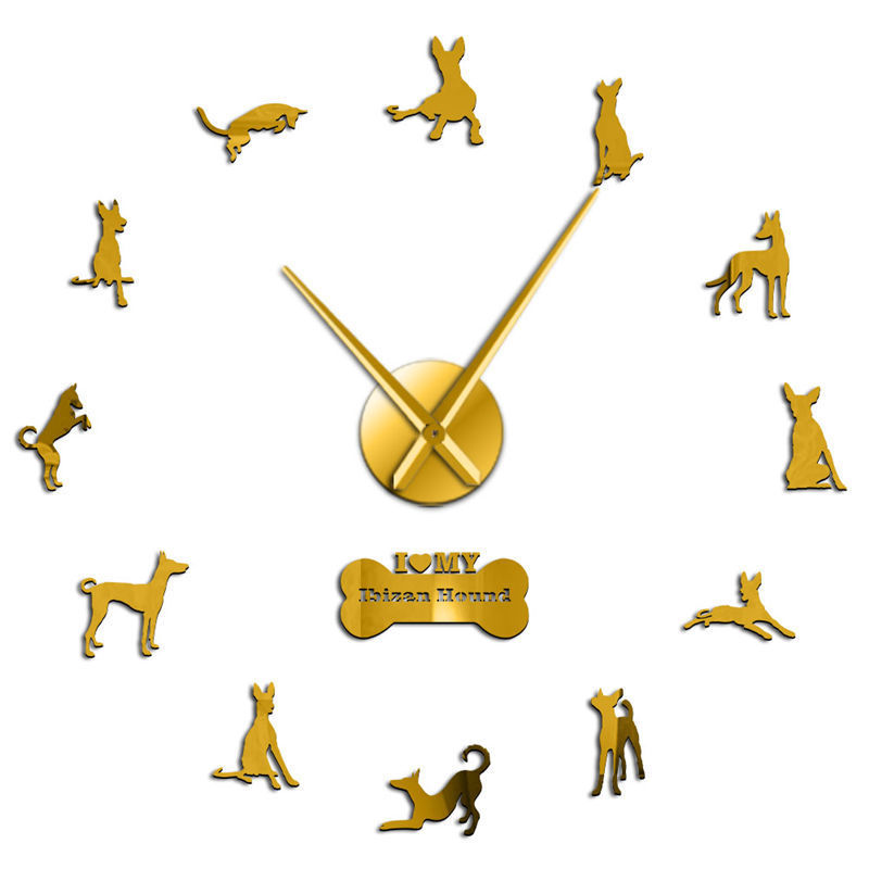 Frameless DIY acrylic wall clock Ibiza hound silhouette silent wall clock living room home decoration silent clock