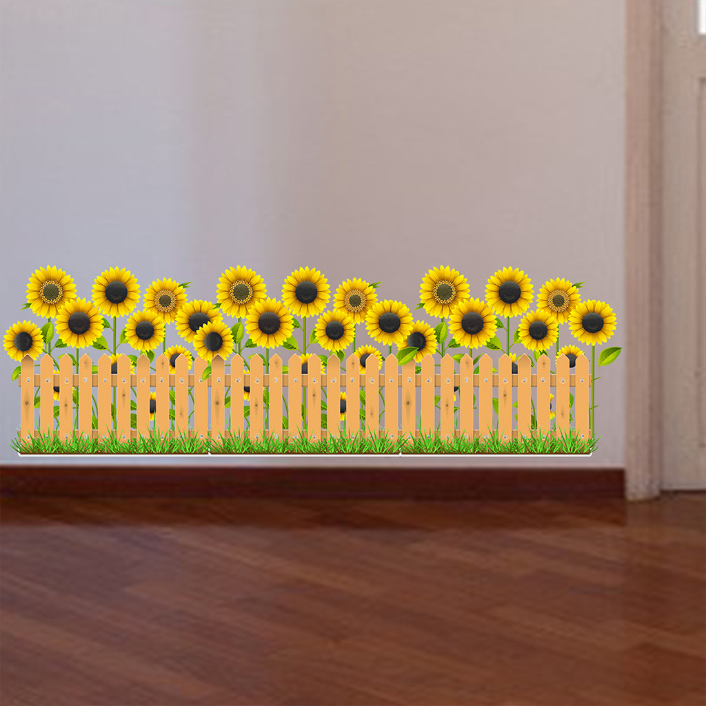 Flower bushes sunflower skirting PVC stickers N1309 cross-border living room bedroom corner line decorative wall stickers