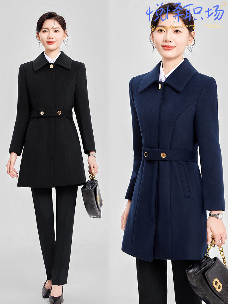Hotel Front Desk Tooling Jewelry Store Work Clothes Coat Women's Winter Sales Business Wear Woolen Coat Long 4S Store