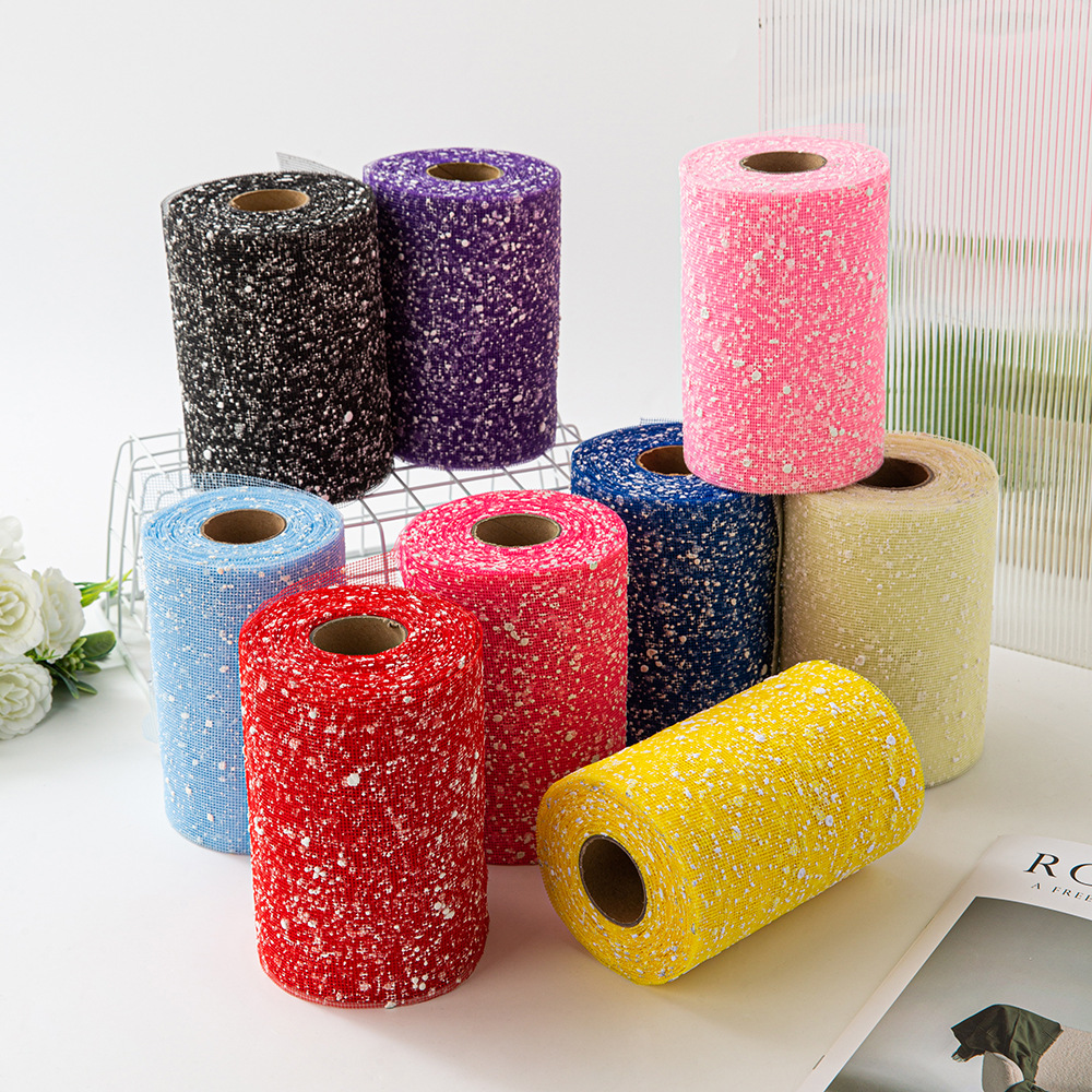Snow spot yarn 15cm wide short snowflake net floral rose handmade decorative packaging gauze net gauze man wrapping paper material