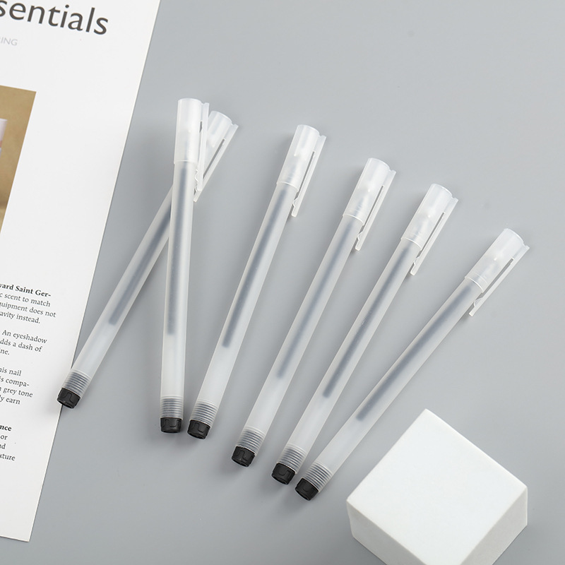 Picture of Transparent Frosted Small White Pen 0.5 Gel Pen Needle Tube Ballpoint Pen Signature Pen Water Pen Black Carbon Pen for Students