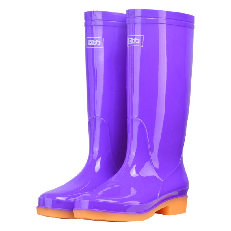 Pull-Back Rain Boots for Women 813 High-Top Adult Rubber Kitchen Work Rain Boots Women's Non-Slip Thickened Low Heel