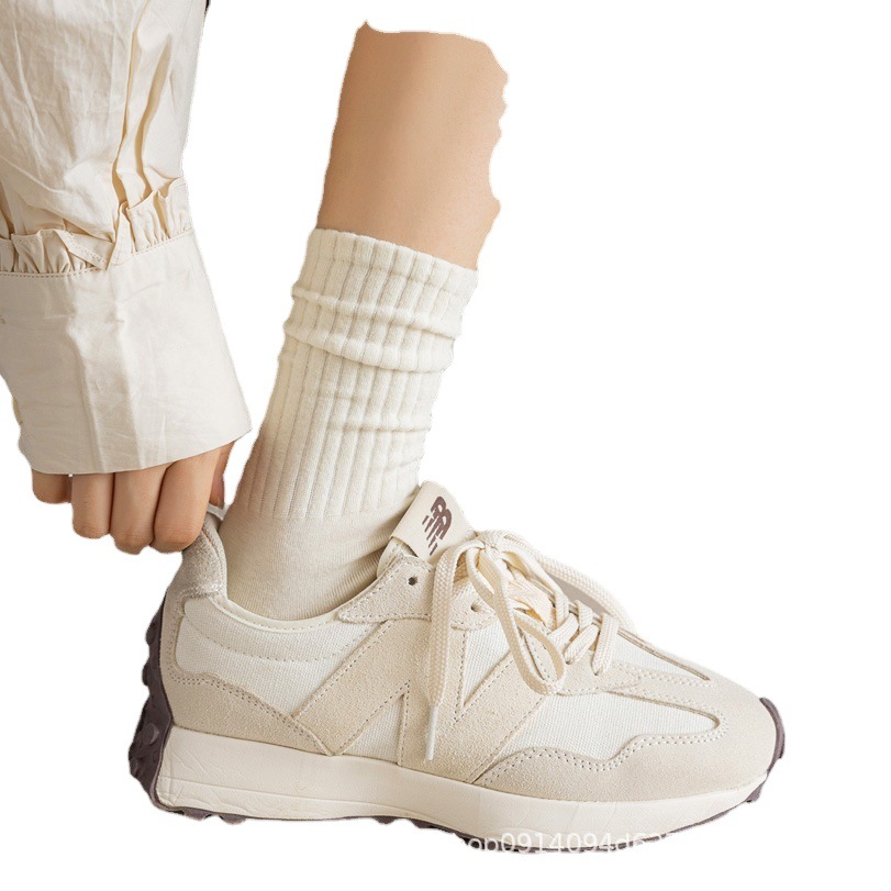 Socks for Women Autum New Pile Socks Women's Mid-Calf Socks Ins Trendy Cotton Socks Black Wholesale with Small Leather Shoes Stockings