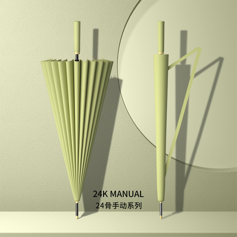 Picture of 24-bone umbrella automatic umbrella large oversized factory large wholesale straight rod long handle umbrella sunny and rainy dual-use printed logo