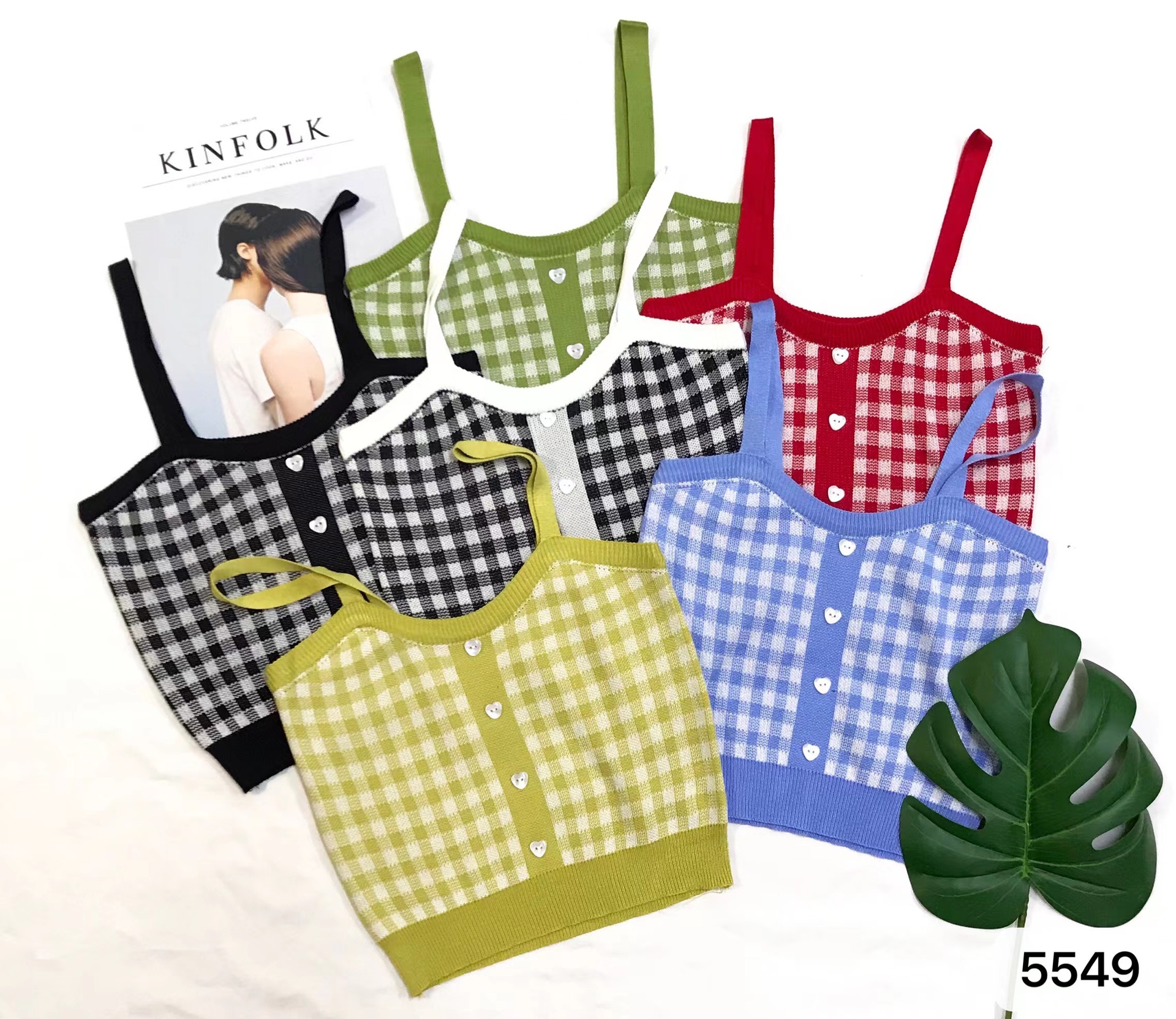 Picture of Plaid Camisole Women's Summer 2022 Inner Wear Tube Top Short Top Outer Wear Trendy Sweet and Spicy Style Hot Girl