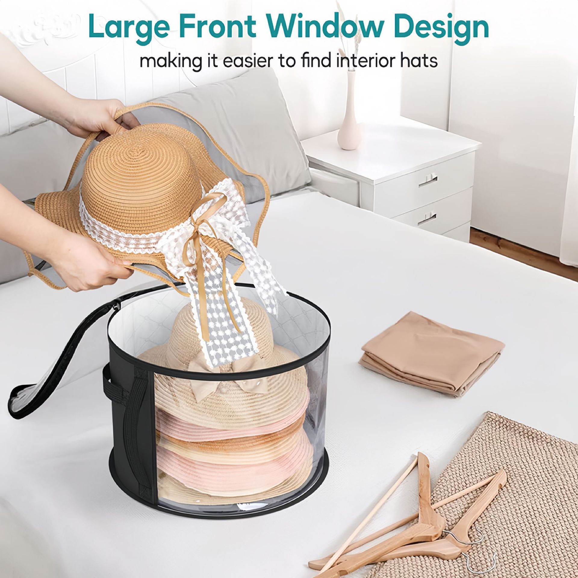 Cross-border Non-woven Underwear Storage Basket Hat Storage Basket Beach Hat Storage Box Foldable Round Storage Barrel