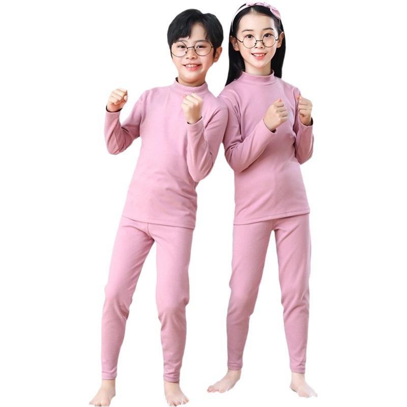 Children's warm clothes suit boys' underwear girls' half turtleneck autumn clothes long pants middle and big children boys' cotton sweater autumn and winter