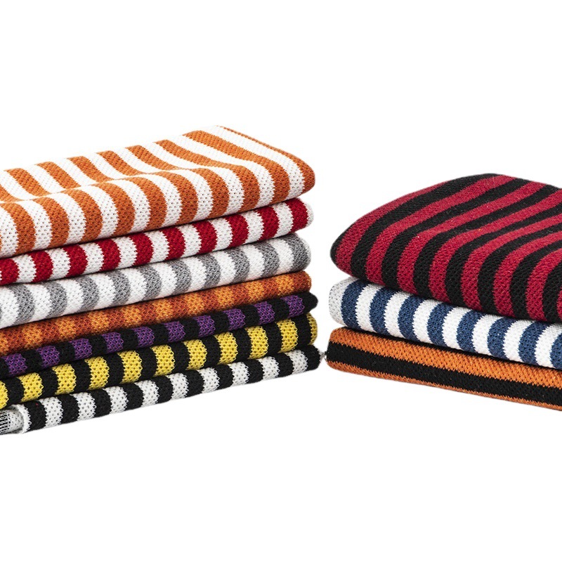 Manufacturer Ready Stock Wholesale Christmas Red and White Stripesd Knitted Fabric Ribbed Fabric Double-Sided Scarf Hat Craft Fabric