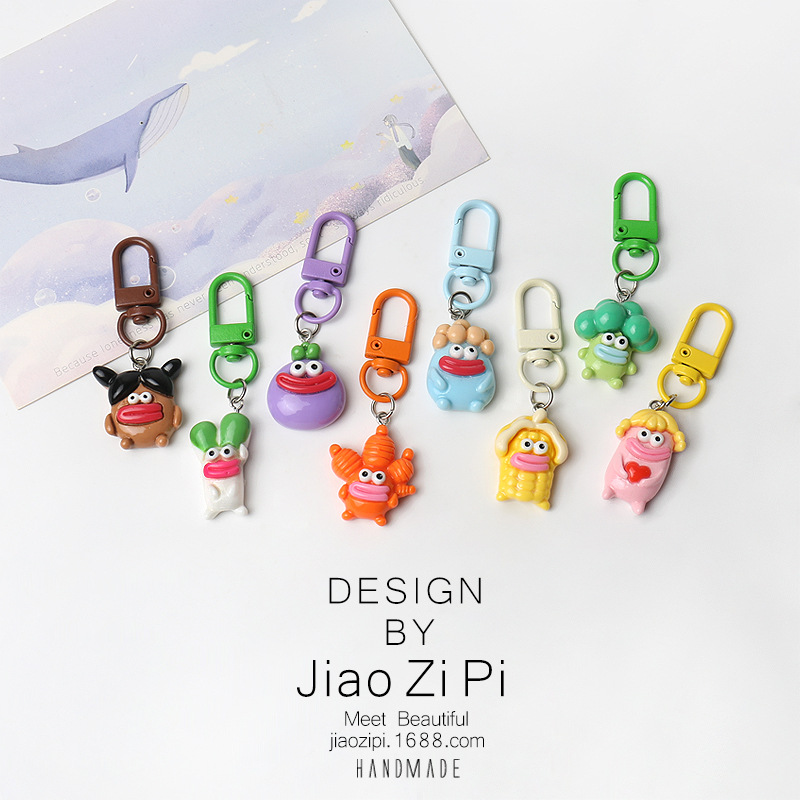 Funny Simulation Ugly Cute Vegetable Pendant Keychain Simple Personality Backpack Hanging Accessories Cute Fun Accessories