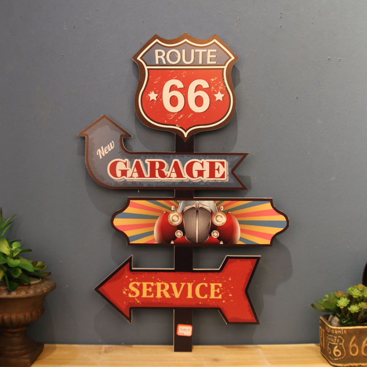Picture of American Style Retro Old Signs Road Signs Wall Decorations Wall Hanging Bar Internet Cafe Decorations Pendant Wall Decorations Crafts