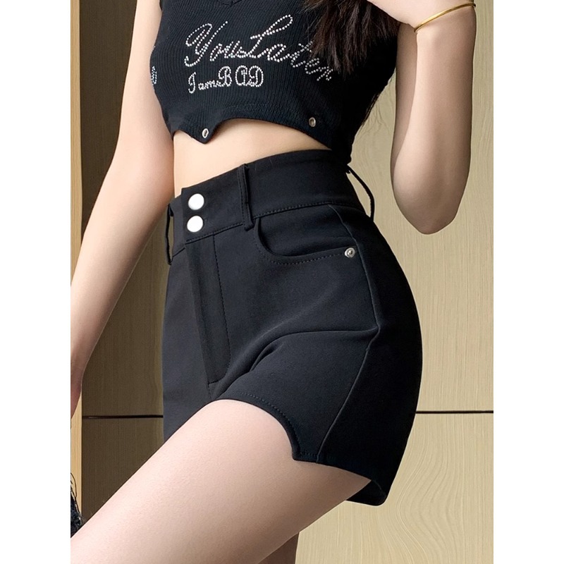Picture of Black Sexy High-Waist Design Suit Shorts for Women Summer 2023 K-Style Slimming Look High-End Hot Pants Elastic