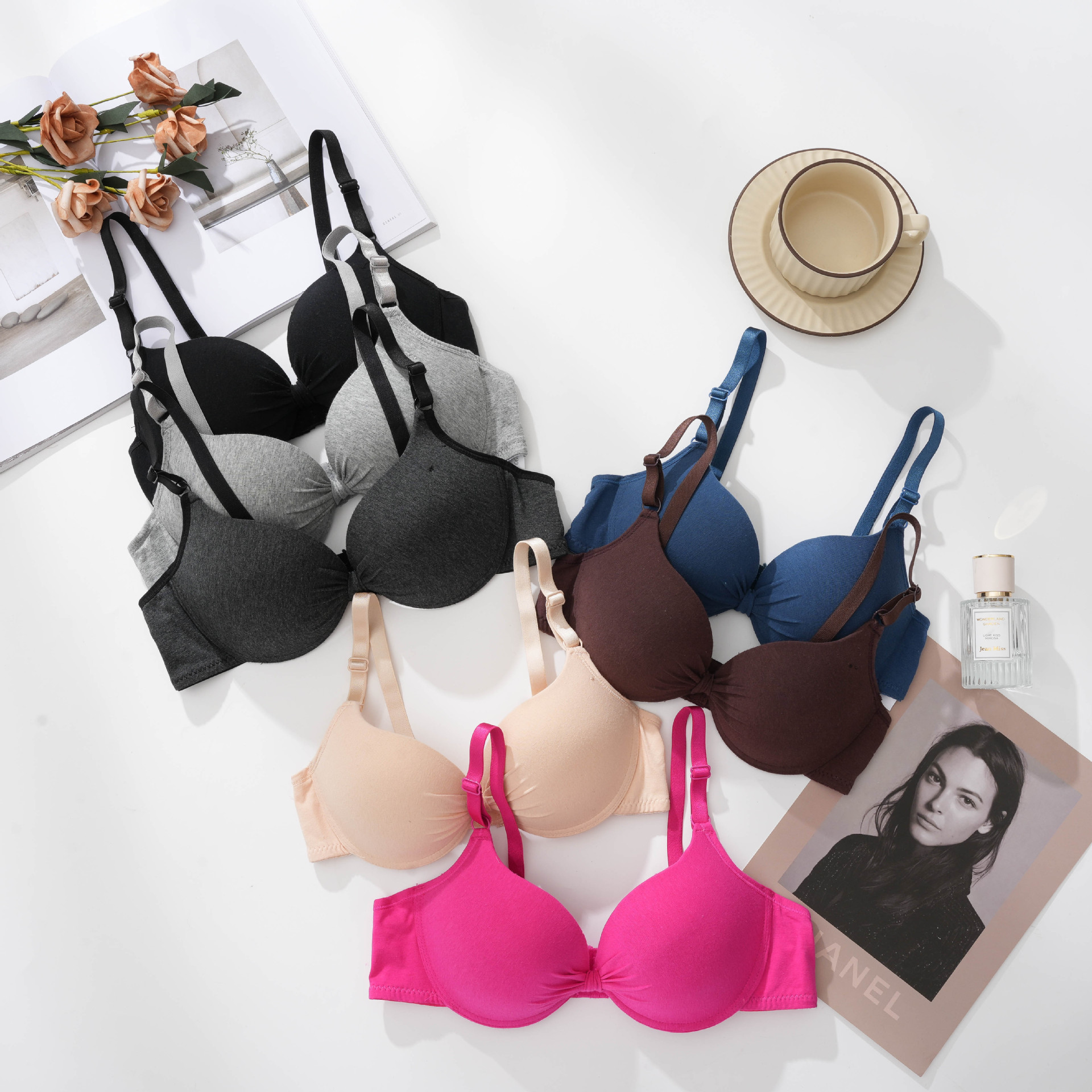 Southeast Asian Popular Push-Up Fashion Women's Bra Breathable Glossy Multi-Color Sexy Steel Ring Bra Cross-Border
