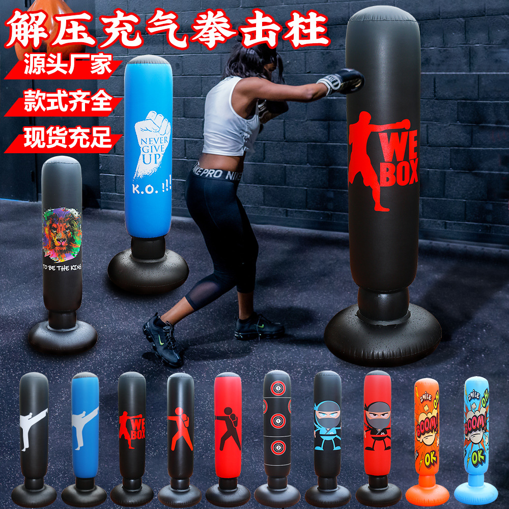 Cross-Border Inflatable Boxing Column New Water Bag Inflatable Strike Column Vertical Vent Toy Tumbler for Home Use