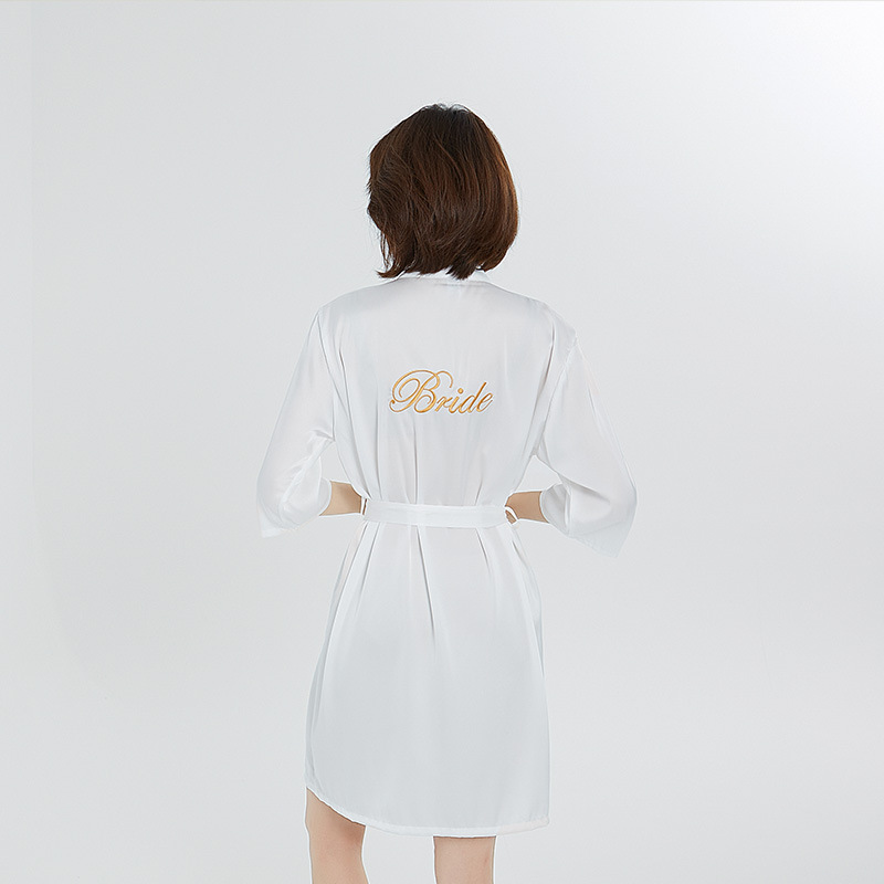 Picture of bride Gown morning Gown Lady nightgown wedding makeup bridesmaid group wedding kimono imitation silk satin bathrobe