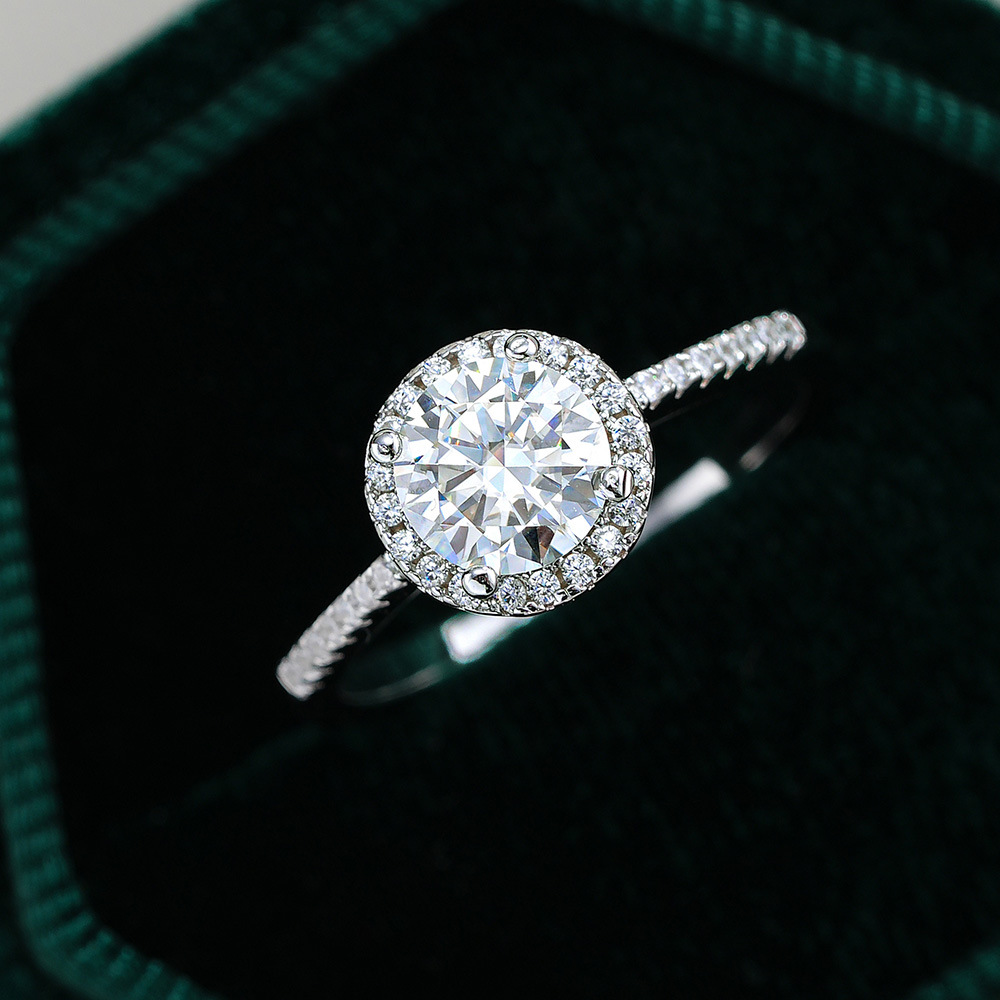 Picture of Moissanite ring s925 sterling silver ring 1 karat luxury round bag moisan women's factory cross-border exclusive