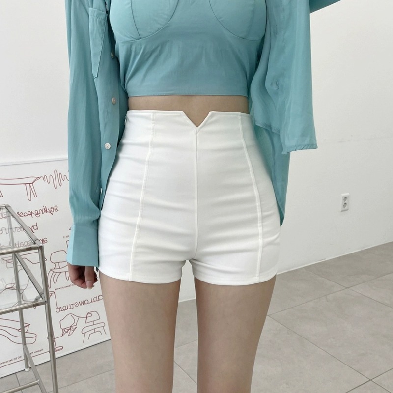 White Shorts Women's Summer Outer Wear New Three-point High Waist Tight Sexy Spice Girl Hip Elastic All-match Casual Hot Pants