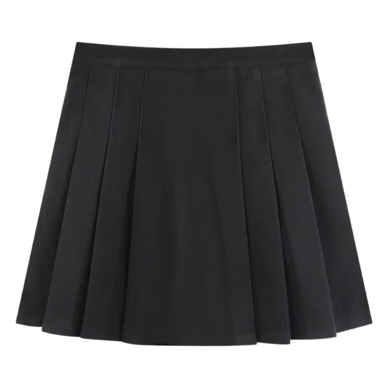 Skirt Women's Spring 2024 New College Style Black A- line Skirt High Waist Slimming Anti-running Pleated Hip Skirt