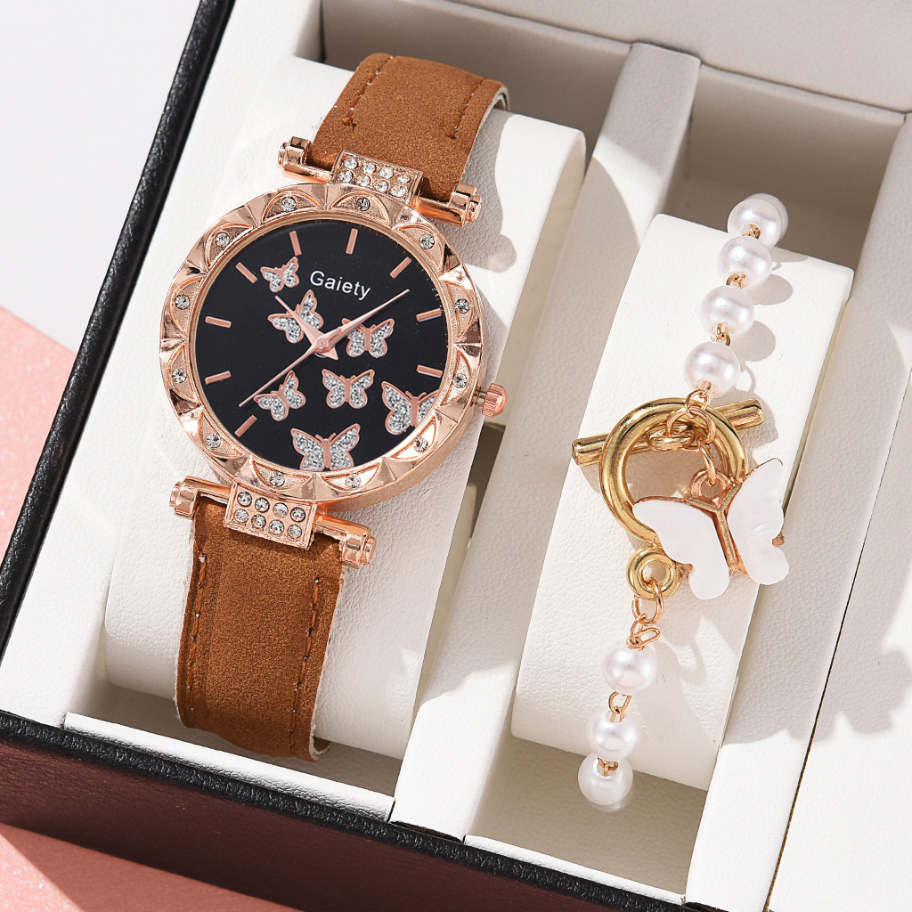 Picture of New TikTok Popular Women's Watch Fashion Personality Simple Watch Butterfly Digital Belt Watch Set